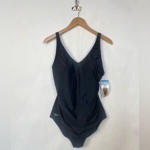 Speedo‎ One Piece Black V-neck Size 16 cinched waist